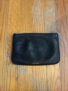 Mansur Gavriel Black Pebbled Leather Zip Cosmetic Pouch
